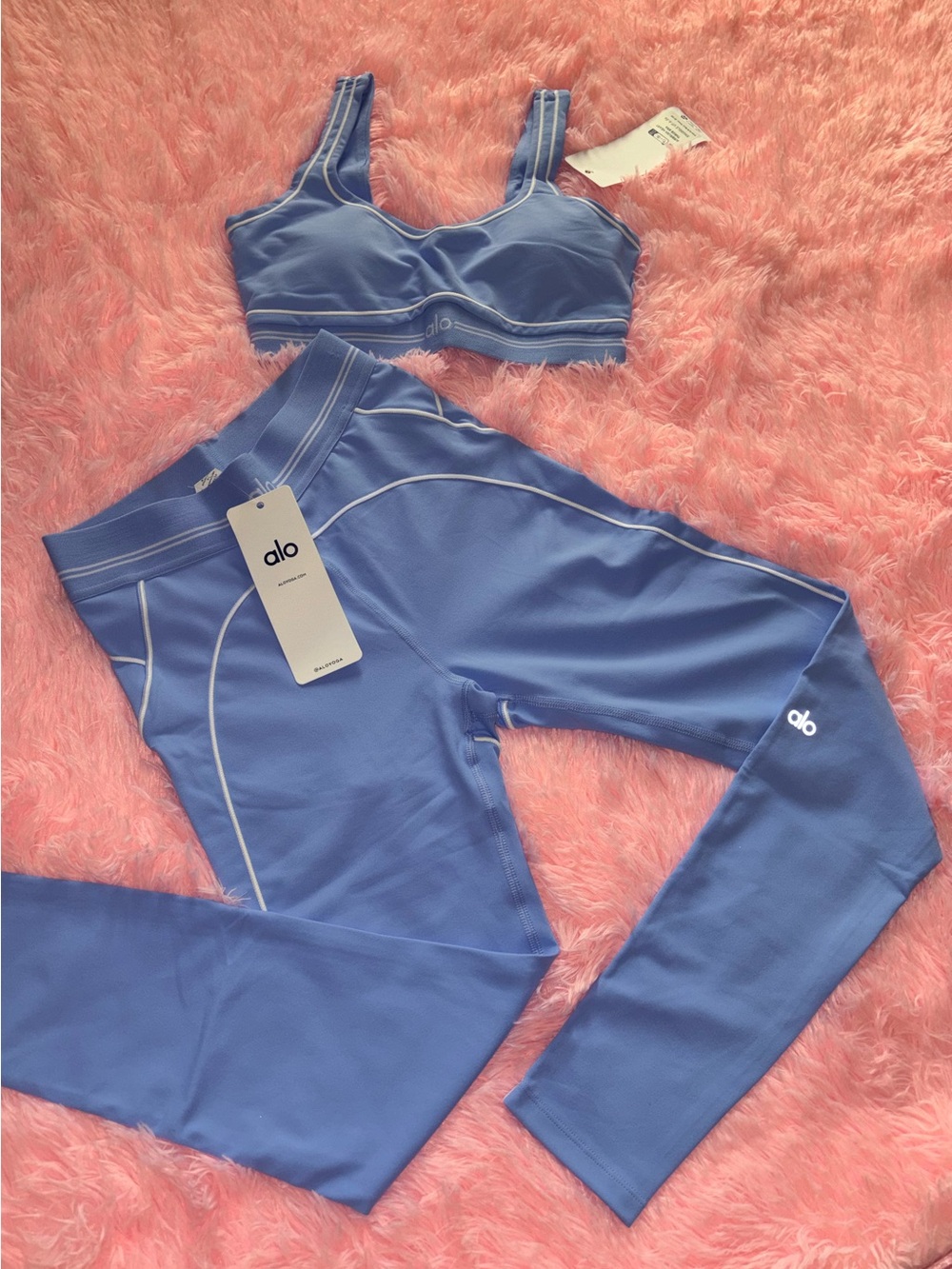 ALO Yoga Blue Sports Bra & Leggings Set